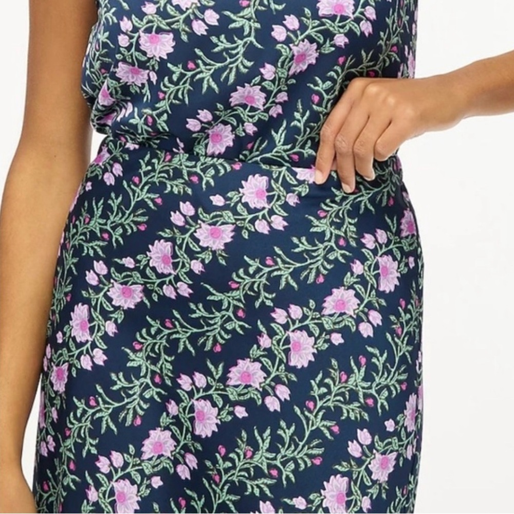 J Crew Floral Skirt Midi Blue Pink Purple Vine Medium NWT - Picture 2 of 9